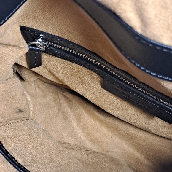 Halston Heritage Backpack Black Leather Suede Adjustable Straps EUC